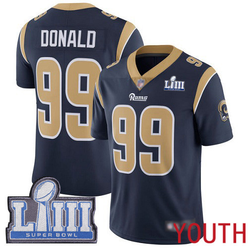 Los Angeles Rams Limited Navy Blue Youth Aaron Donald Home Jersey NFL Football #99 Super Bowl LIII Bound Vapor Untouchable